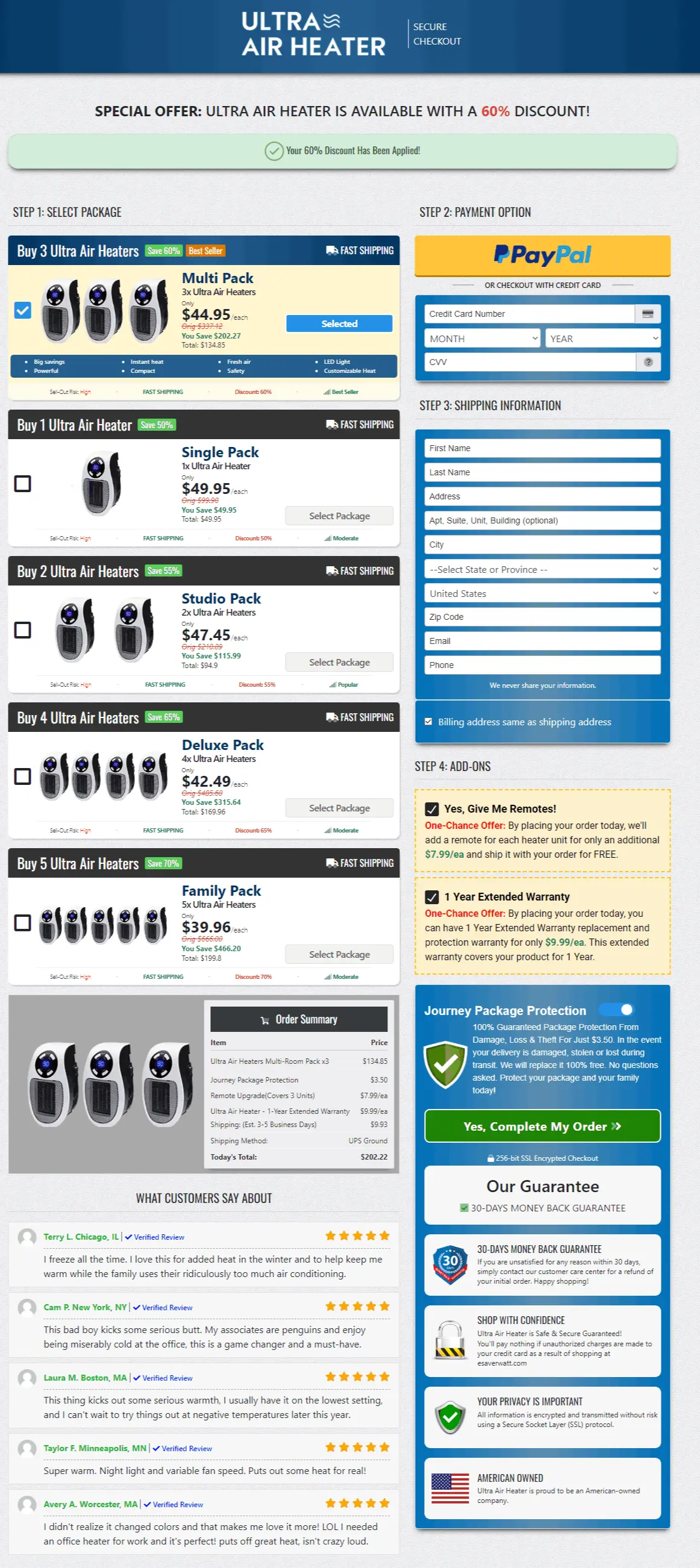 Ultra Air Heater Buy Form